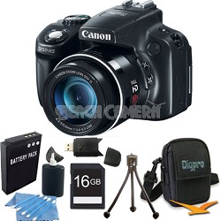 Powershot SX50 HS 50x Zoom High-Performance Camera 16GB Bundle
