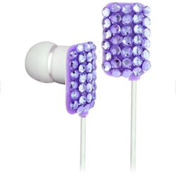 Aqua Blue Chic Crystal Rhinestone Bling Fashion Earphones Earbuds