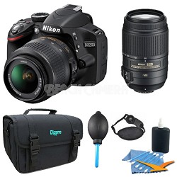 D3200 DX-format DSLR Kit w/ 18-55mm DX VR Zoom Lens and 55-300mm VR Lens (Black)