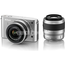 1 J1 SLR Silver Digital Camera w/ 10-30mm & 30-110mm VR Lenses