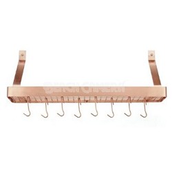 Chef's Classic 36-Inch Rectangular Wall-Mount Bookshelf Rack, Polished Copper
