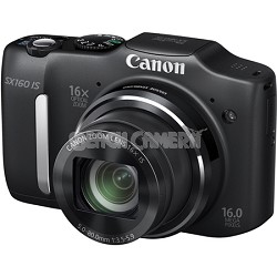 Powershot SX160 IS 16MP 16x Zoom Black Digital Camera w/ 720p HD Video