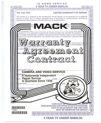 On Site Three Year Extended Warranty Certificate (TVs up to $5000)  *1052*