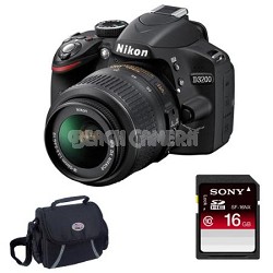 D3200 DX-format Digital SLR Kit w/ 18-55mm DX VR Zoom Lens (Black)16GB Deluxe
