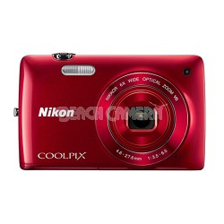 COOLPIX S4300 16MP 3-inch Touch Screen Digital Camera - Red
