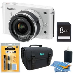 1 J1 SLR White Digital Camera w/ 10-30mm VR Lens Bundle Deluxe Edition