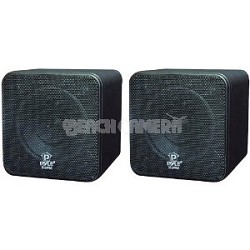 PCB4BK 4-Inch 200-Watt Mini Cube Bookshelf Speaker (Black) (Pair)