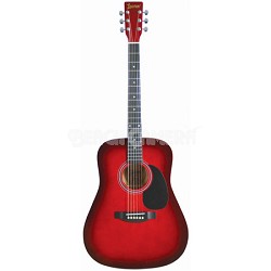 LA125RD Satin Finish Dreadnought Acoustic Guitar - Redburst