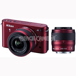 1 J2 SLR Red Digital Camera w/ 10-30mm & 30-110mm VR Lenses (27587)