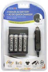 AA Rapid Multivoltage AC/DC Charger (100-240v) w/ 4 3100mah AA Batteries