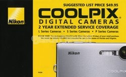 2 Year Extended Warranty on Coolpix Digital Cameras